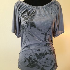 Miss Royal T Grey & Black flowy top